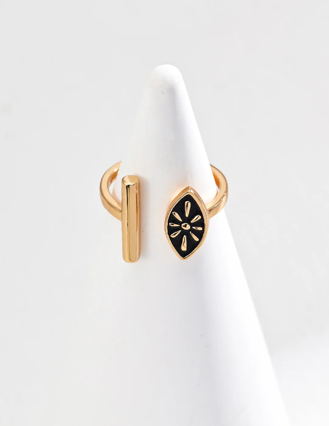Asymmetrical Enamel Floral Open Ring